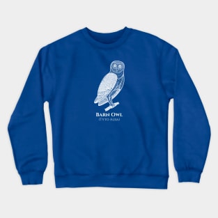 Barn Owl with Common and Latin Names - animal lovers design Crewneck Sweatshirt